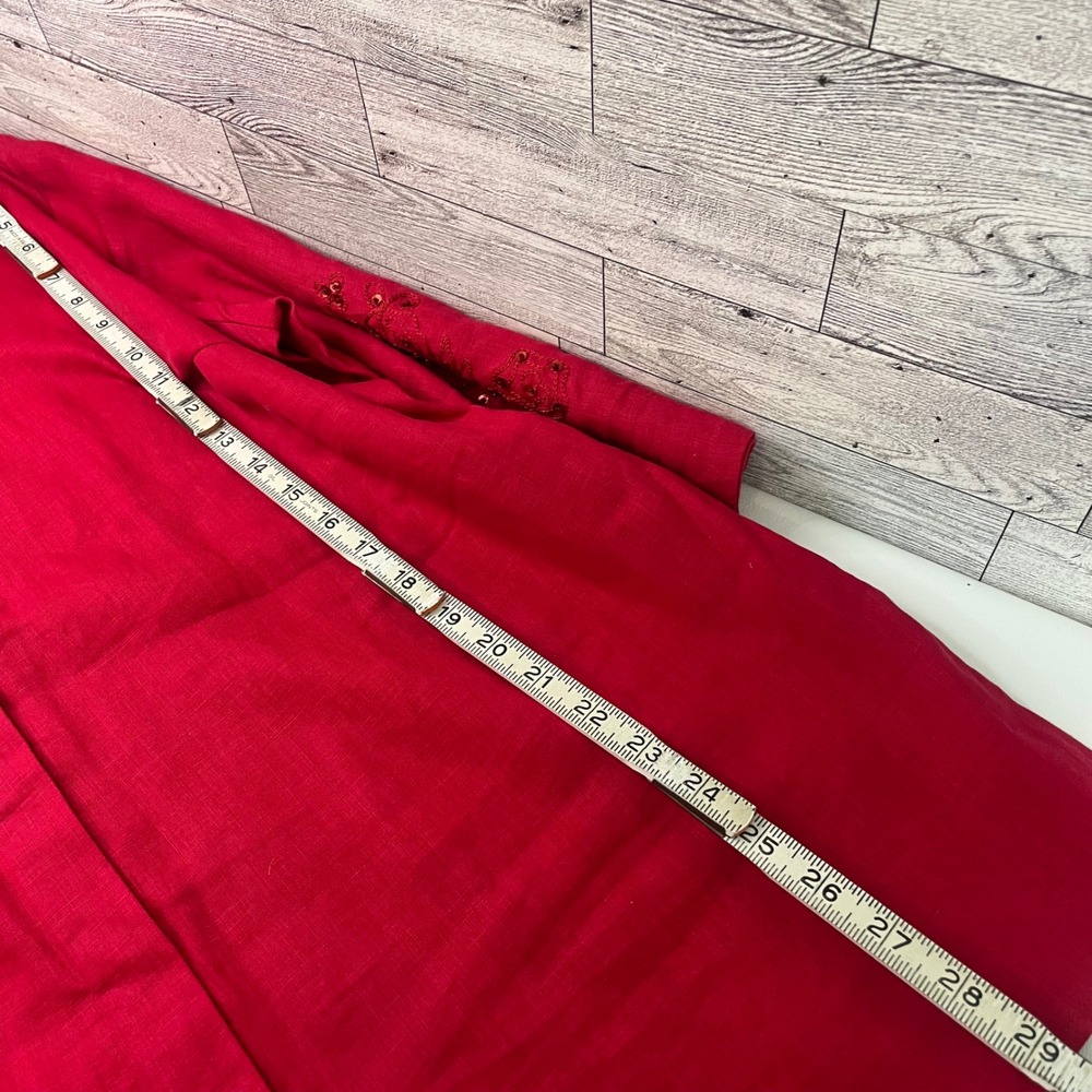 Edward Woman Linen Tunic Women 1X Red Sequin Embroidered Irish Linen Top - Picture 6 of 8